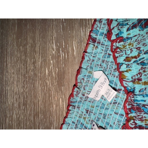 Poupette St Barth Mini Skirt Smocked Waist Floral Print Tassel Detail M/L - Picture 8 of 10